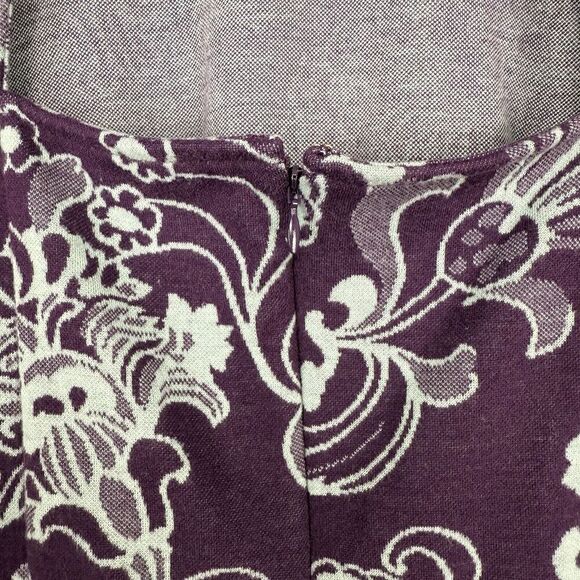 Anthropologie Maeve Knit Sweater Dress Size L Mock Neck Floral Purple Open Back - Picture 10 of 16